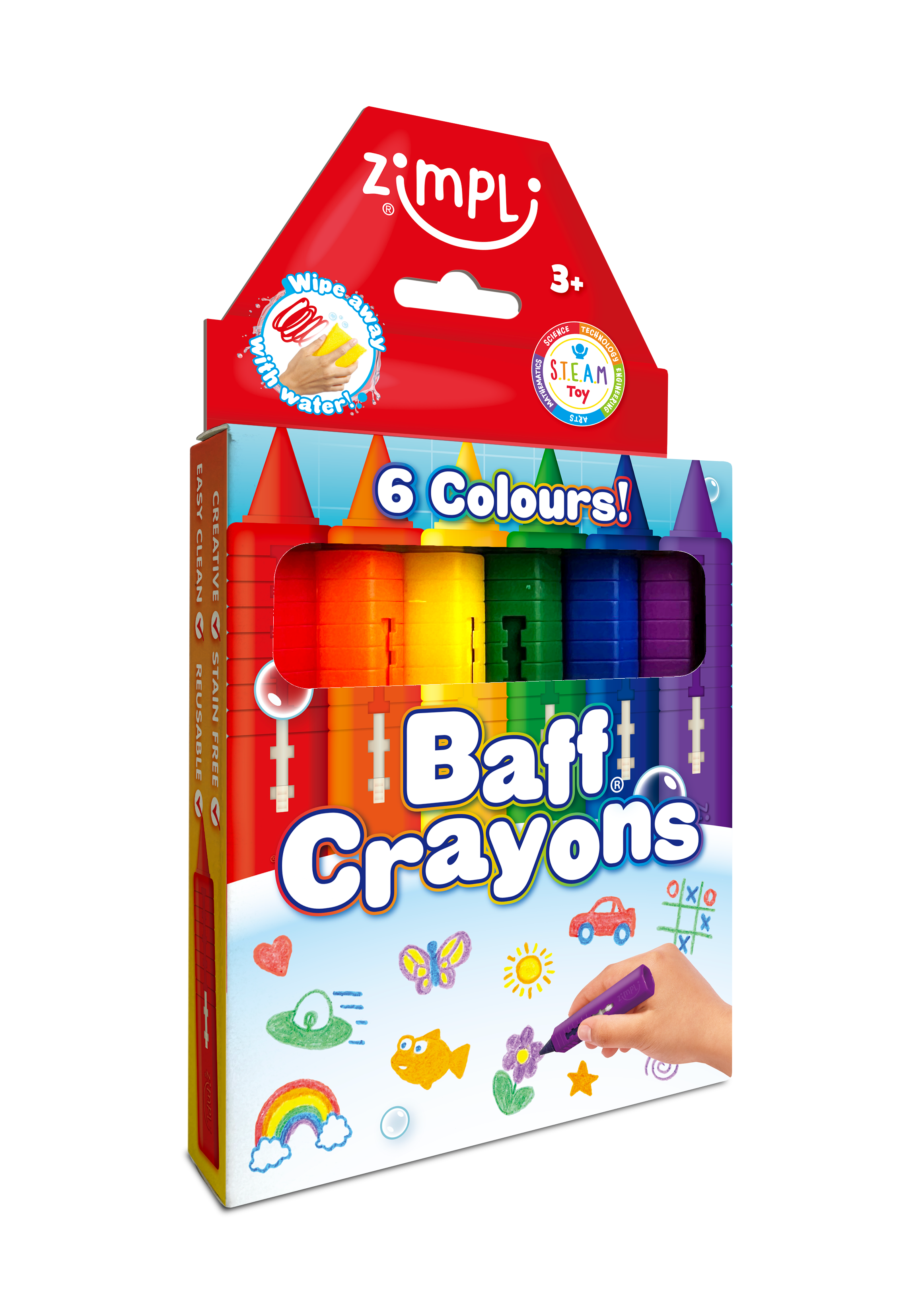Zimpli Kids - Wholesale Bath Toy - Baby - Zimpli Baff Crayons 6 Pack Colourful Arts & Crafts Bath Toy4