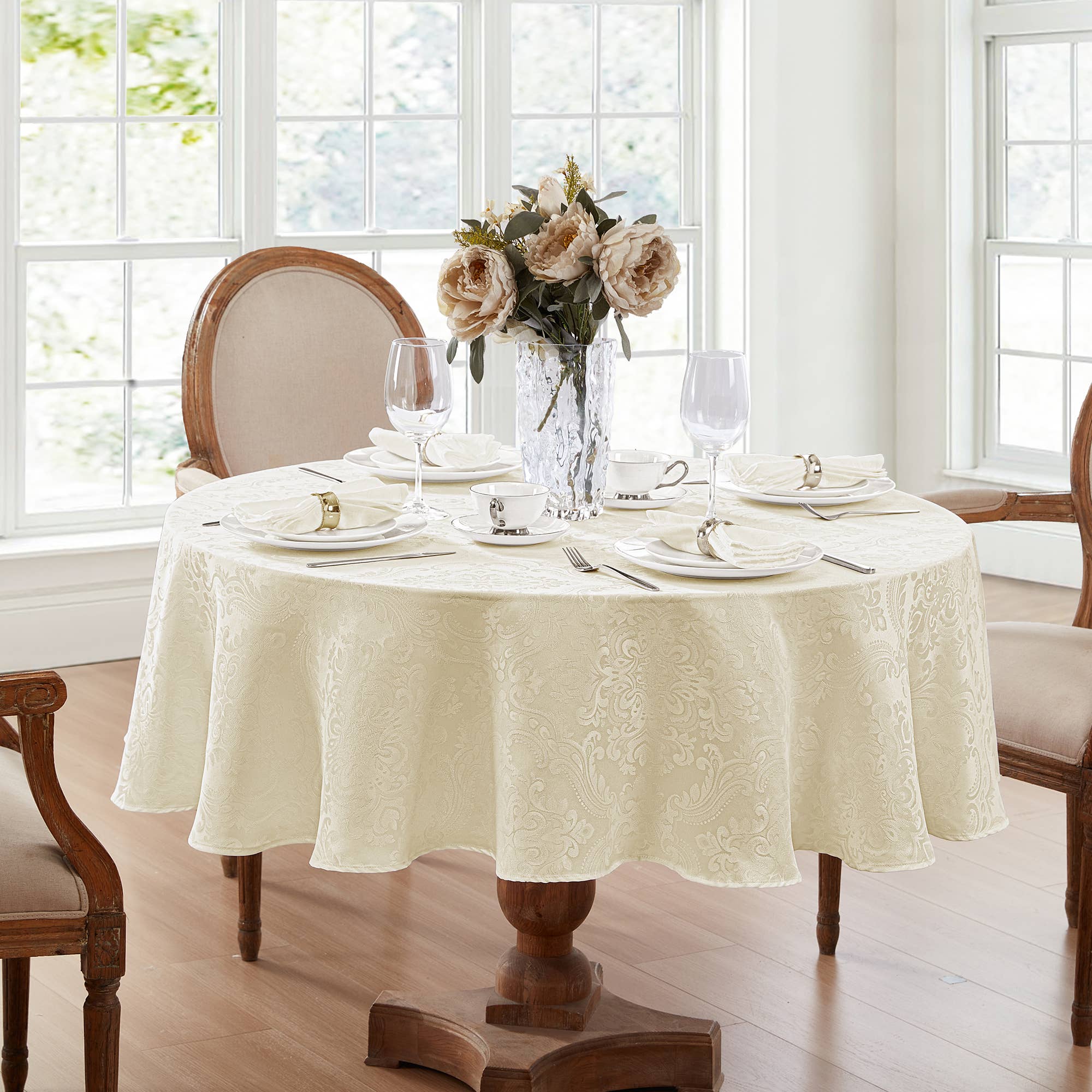 Threadmade Home - Wholesale Tablecloth - Caiden Elegance Damask Water and Stain Resistant Tablecloth19