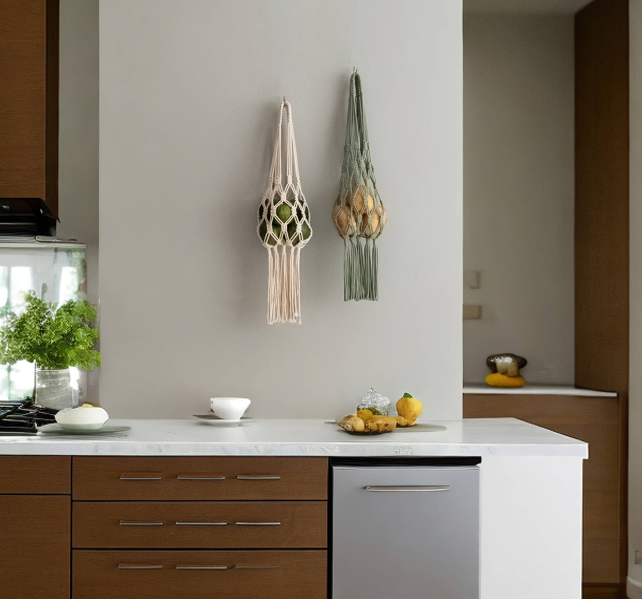 BeanDaikon – wholesale Fruktkorg – Boho Makramé Frukthållare Hängande Korg I660