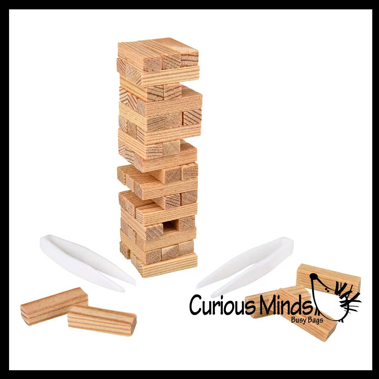 Curious Minds Toys - Wholesale Stacking Game - 1 MINI TINY Wood Topple Towers Game - Stacking Blocks Challe1