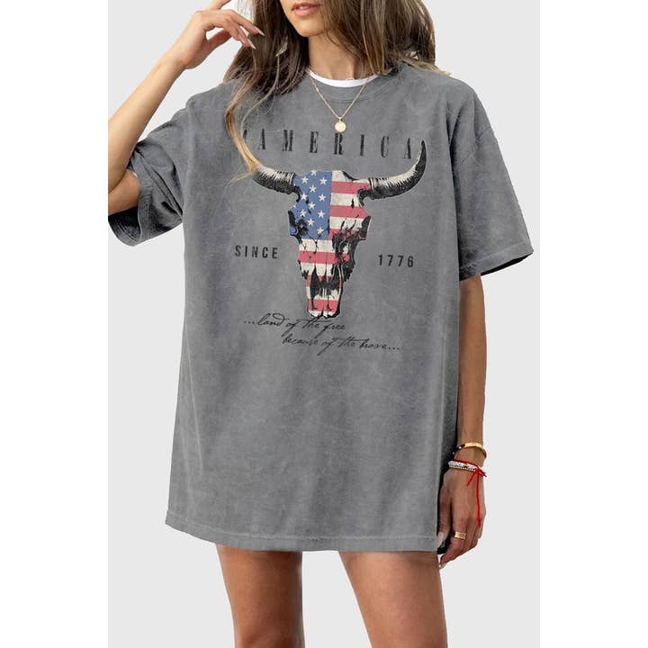 AMERICA SINCE 1776 OVERSIZED MINERAL GRAPHIC TEE for wholesale by HRTandLUV