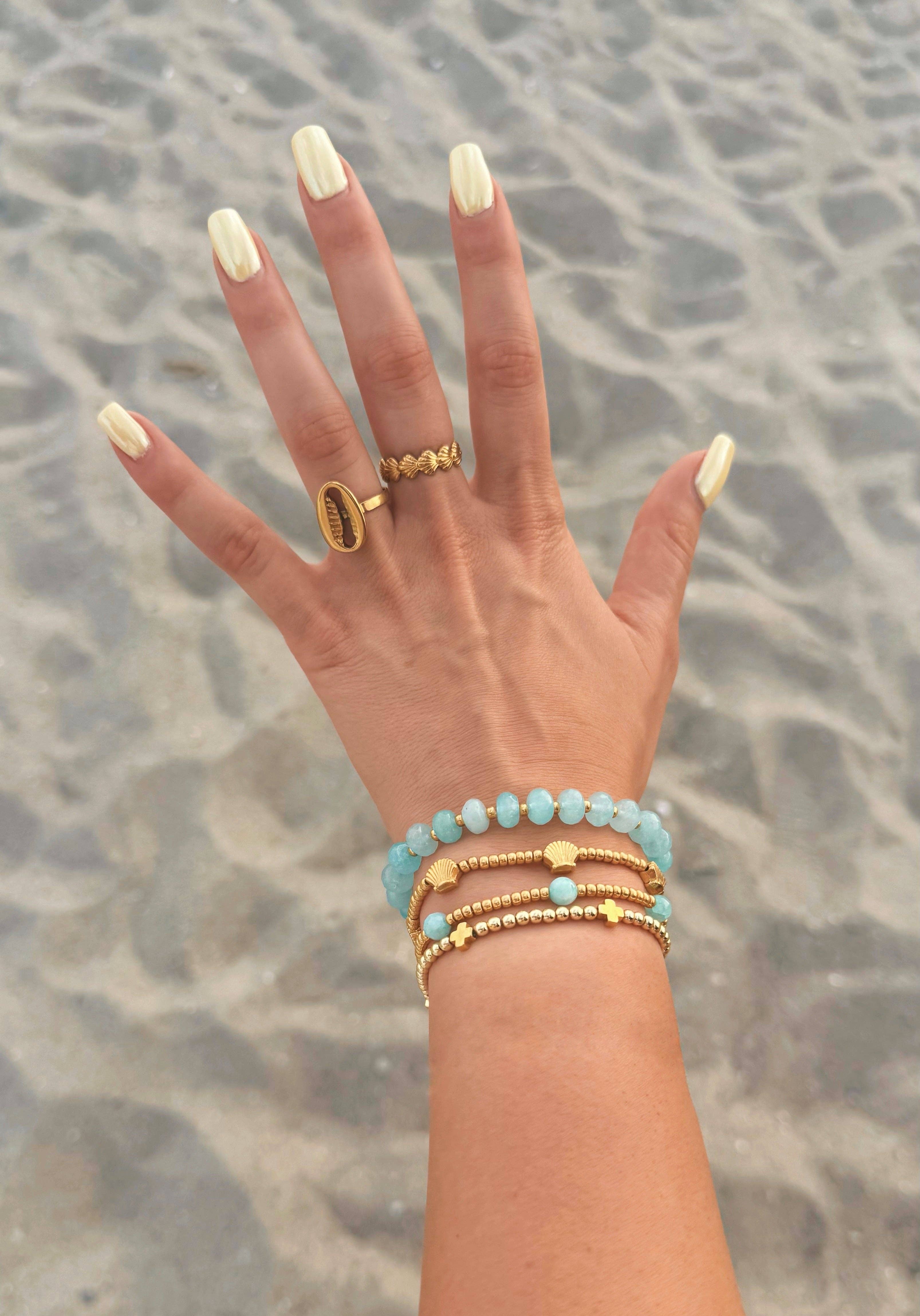 Salt & June - Wholesale Beaded Bracelet - Gold Seashell Beaded Bracelet4