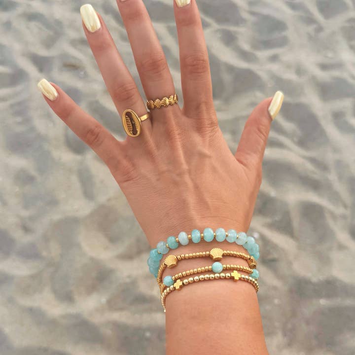 Salt & June - Wholesale Beaded Bracelet - Gold Seashell Beaded Bracelet4