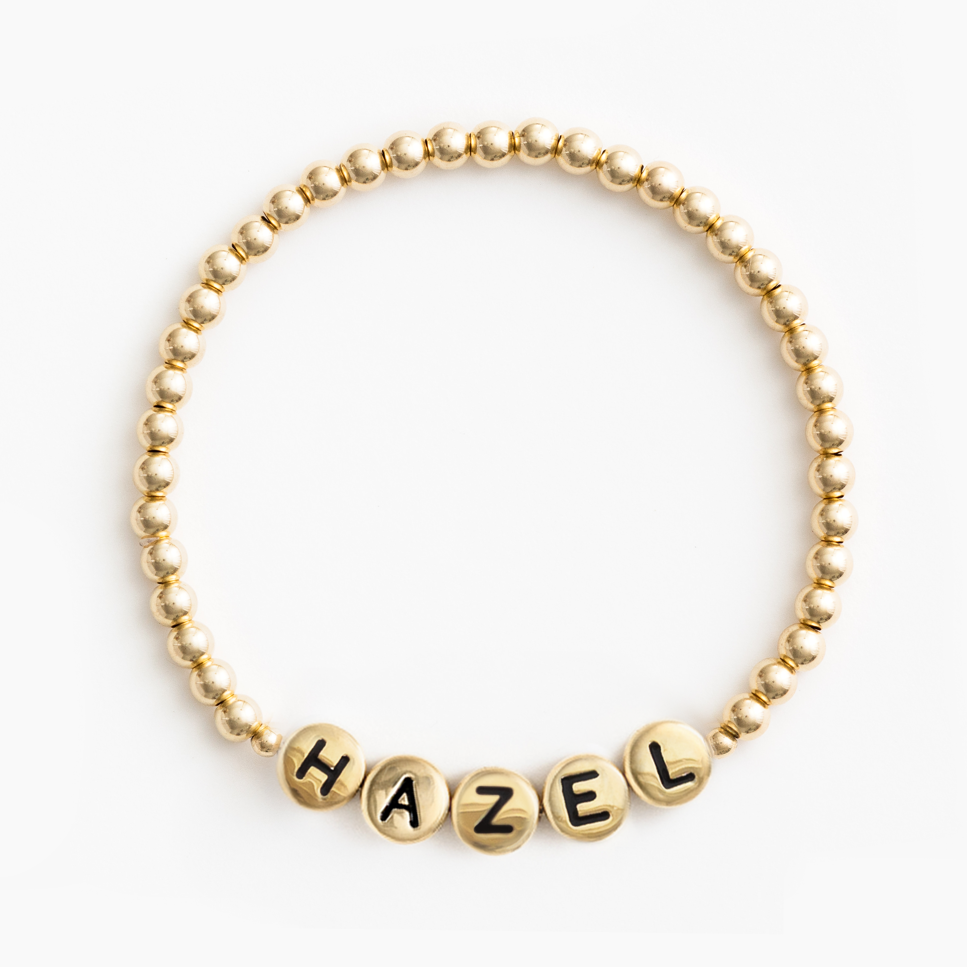 Names For Good - Wholesale Beaded Bracelet - Personalized 14K Gold 4mm Beaded Stretch Bracelet3