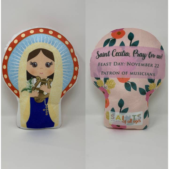 St. Cecilia Stuffed Saint Doll. Saint Gift. Baptism. Catholic Baby Gift. Saint Cecilia Gift. St. Cecilia Children's Doll. for wholesale by Meyer Market Designs