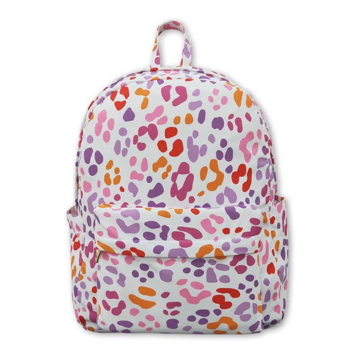 Pink ruffle leopard kids girls backpack for wholesale by Yawoo Garments