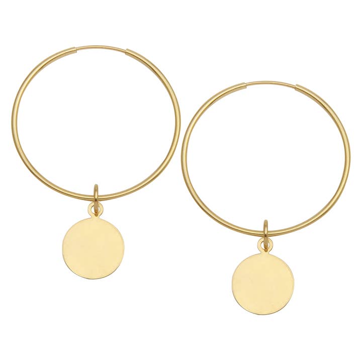 Créoles Disc Dangle pour la vente par Rebecca Torres Jewelry