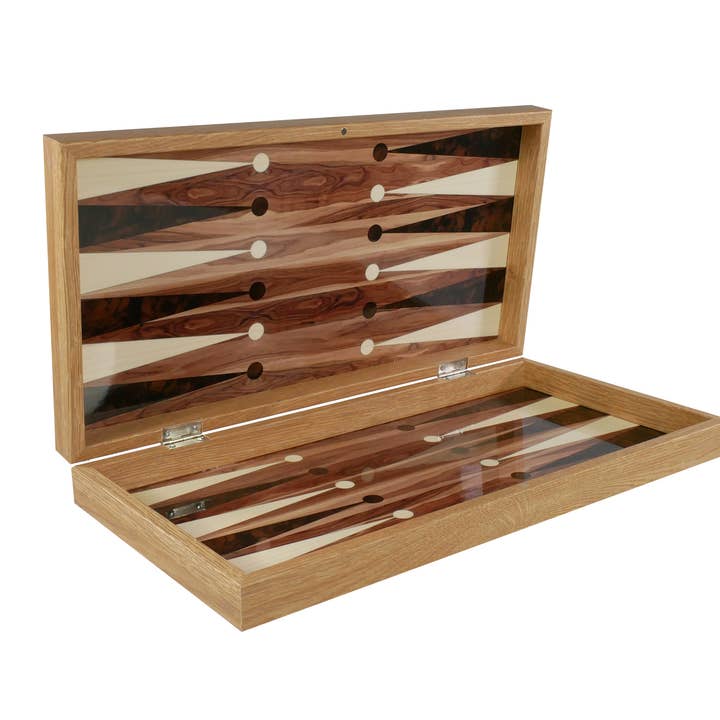 WorldWise Imports - Wholesale Bordspel - Backgammonset van 48 cm met Amerikaanse walnoot decoupage5