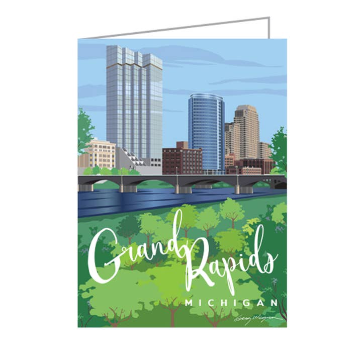 Cartes de note Skyline au bord de la rivière Grand pour la vente par WagsStuff