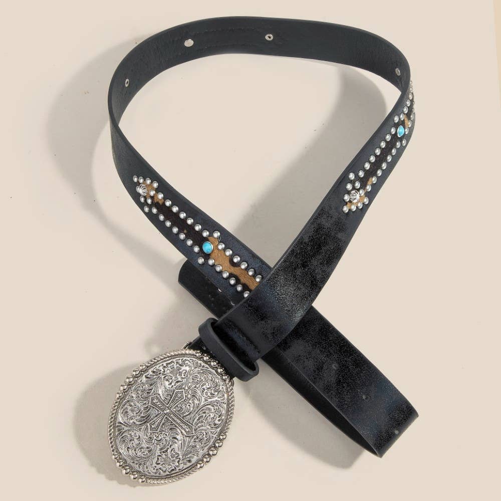 Anarchy Street - Wholesale Belt - Women's - Vegan Leather Embroidered Cowboy Buckle Belt5