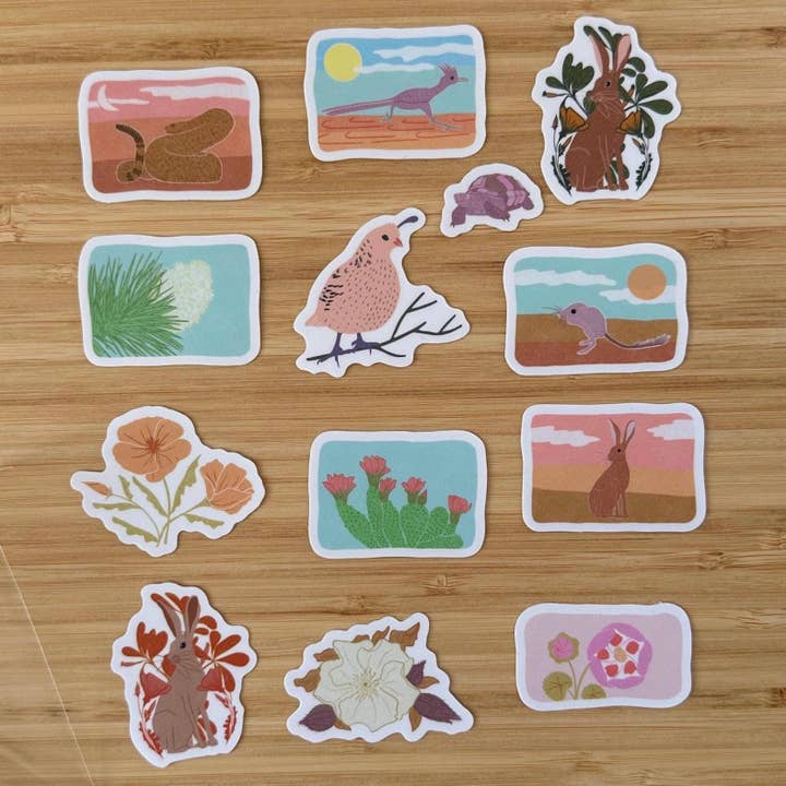 Desert Animal & Botanical Sticker Bundle for wholesale by At the Dot Design