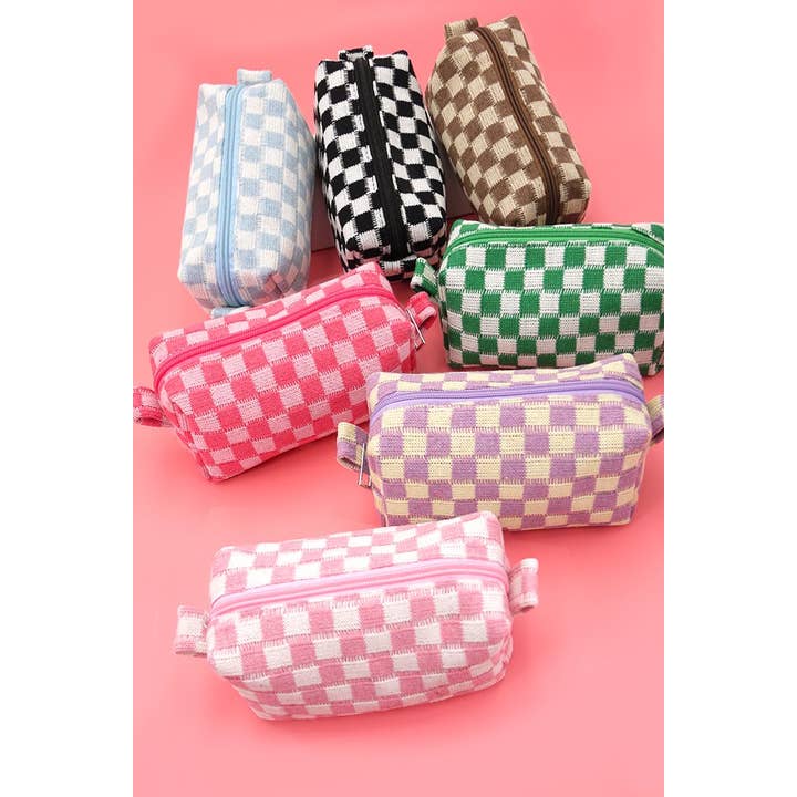 JOSSLYN by wall to wall - Wholesale Makeup/Cosmetic Bag - CHECKER MAKEUP COSMETIC POUCH BAG | 40P522