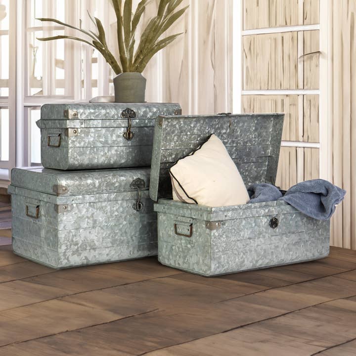 Willow Group - Wholesale Decorative Box - S/3 RECT METAL TRUNKS