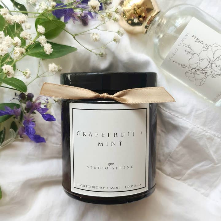 Studio Serene - Wholesale Jar/Filled Candle - 8oz Soy Wax Candle in Amber Jar