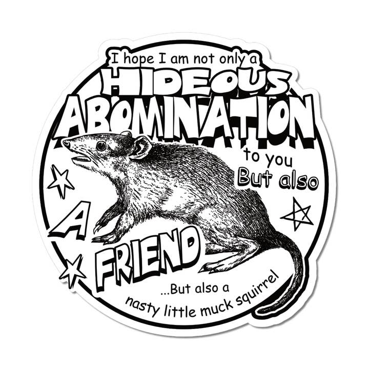 "Hideous Abomination" Black and White Sticker for wholesale by Arcane Bullshit