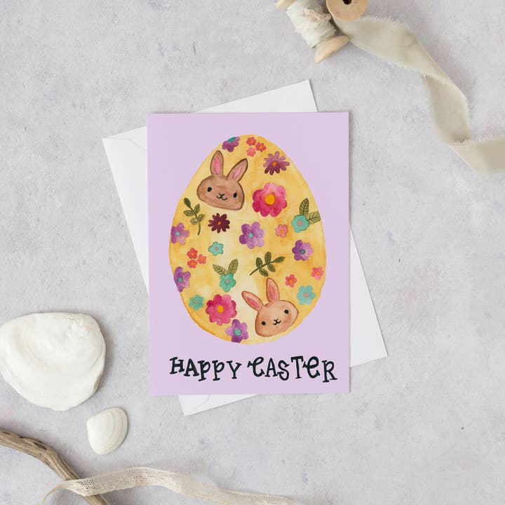 Easter Egg Card for wholesale by Wild Juniper Art Studio