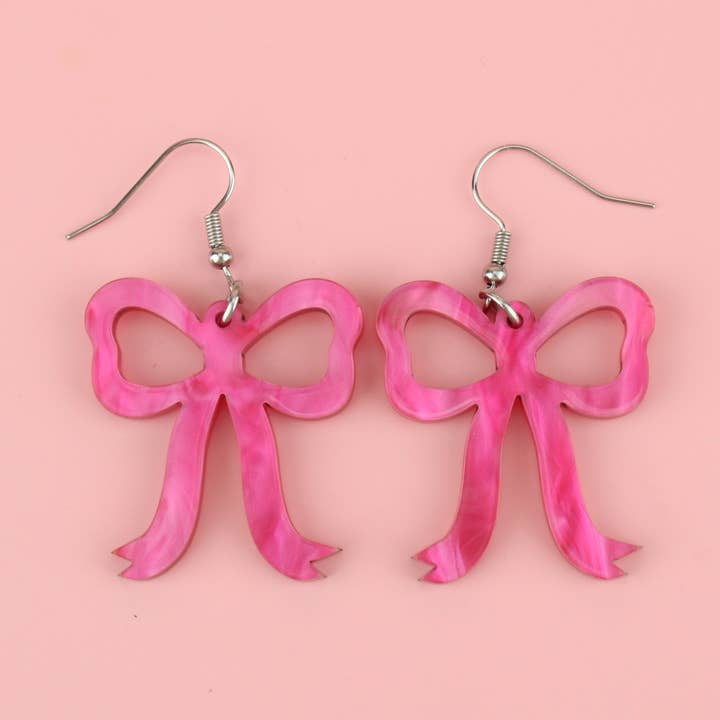 Brincos Laço em Mármore Rosa por atacado de Sour Cherry