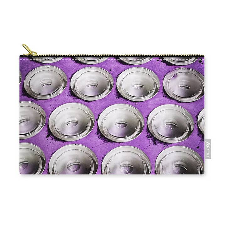 Shiny Happy Place Purple Zip Pouch Bag for wholesale by Rebecca Harman