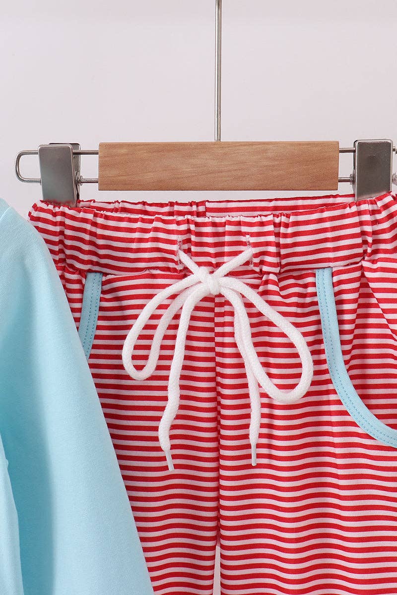 Mom & Co. – wholesale Top & trouser set – Kids – Blue vehicle emboridery pants set1