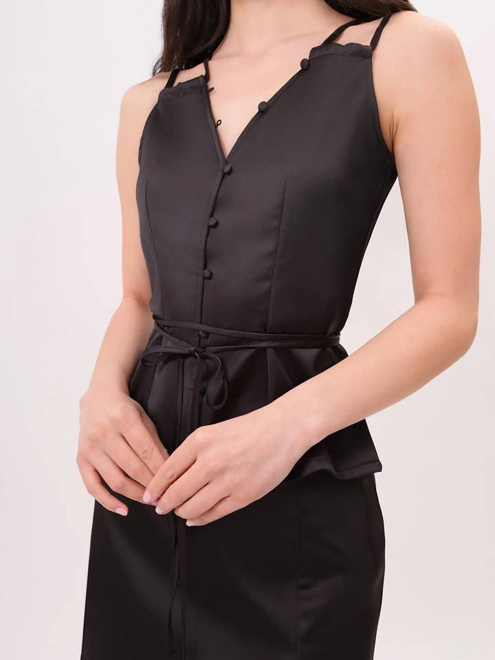 MYKONOS SATIN TOP (BLACK TOURMALINE) for wholesale by Chloe Colette