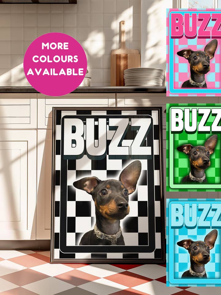 Stampa artistica personalizzata a scacchiera per animali domestici groovy poster regalo decorativo per la vendita all'ingrosso da parte di Buba Goods