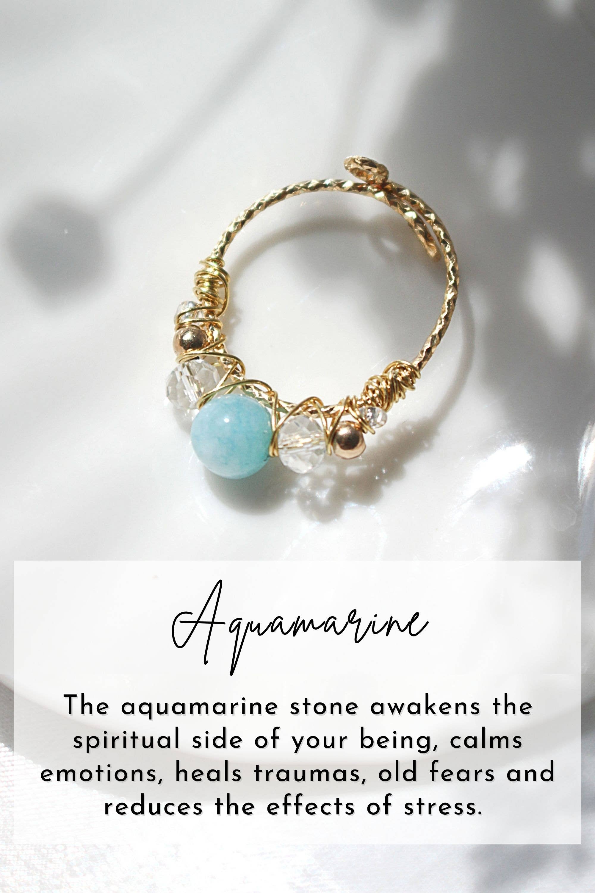 Divine Dulcet – wholesale Single stone/solitaire ring – "Marquise" | 18K Natural Crystals Hand Wired Adjustable Ring7