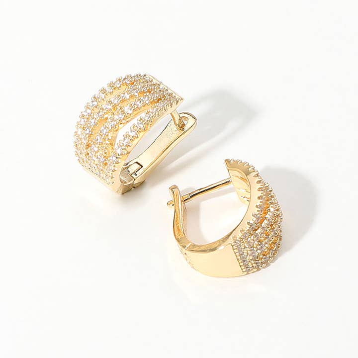 Brincos de Cúpula Cruzada Pavimentada com Pedras CZ para a Noite por atacado de Sensibling Corp.