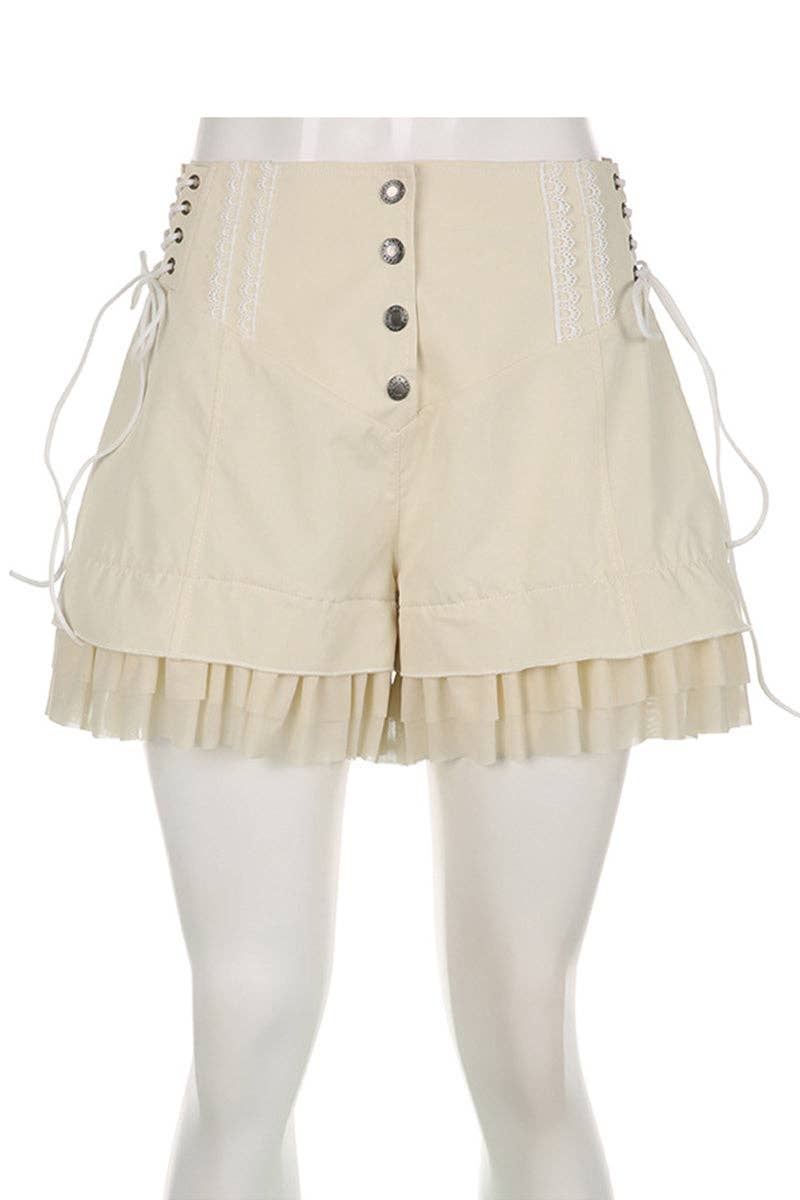 CÁQUI Calções Casuais com Bainha de Folhos e Atacadores para venda a revendedores na Faire3