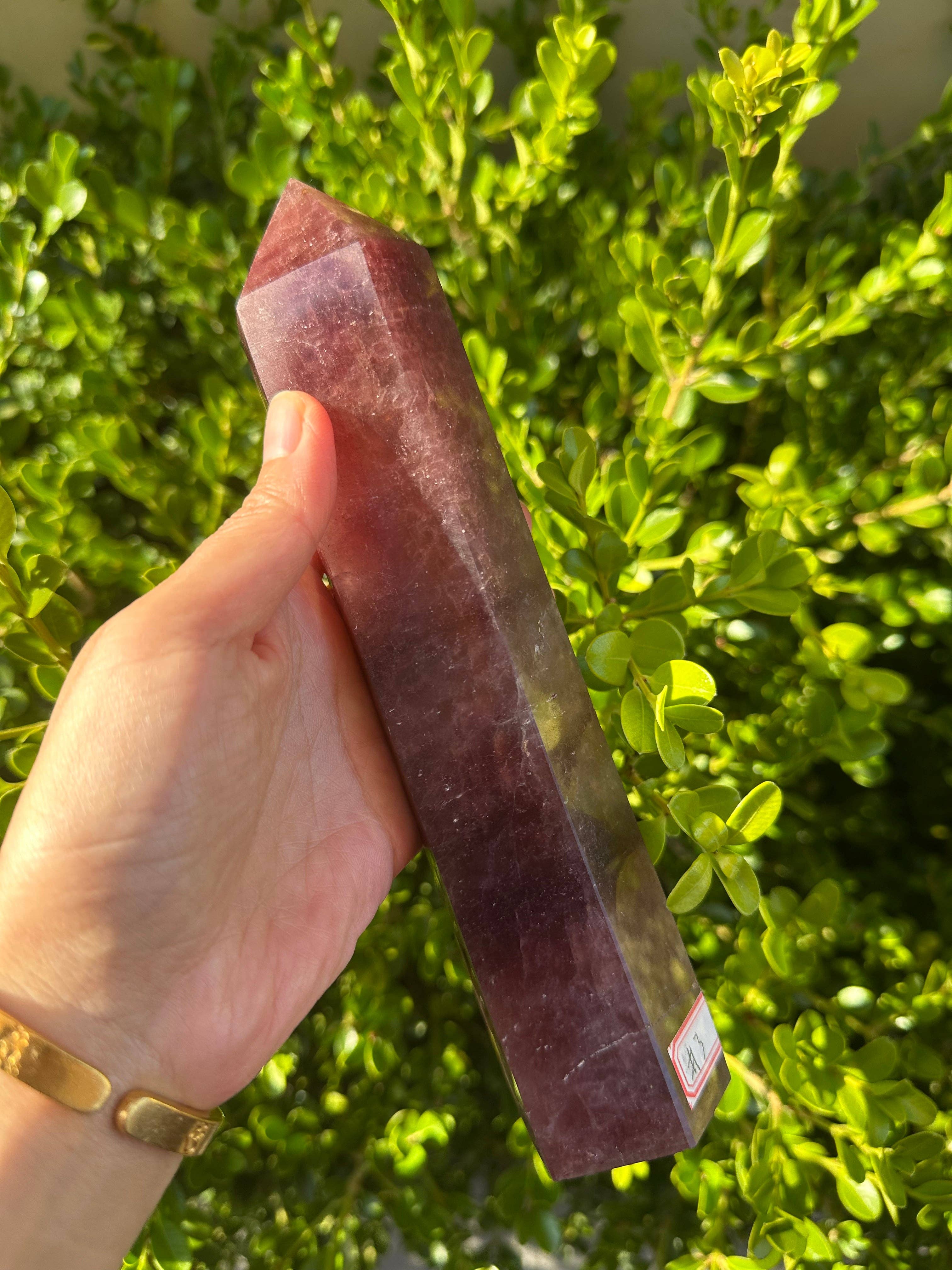 Moon Rituals - Wholesale Spiritual Stone/Crystal - Large Strawberry Quartz Crystal Tower Obelisk – Love & Emotional Healing, Christmas Crystal Gift  #311