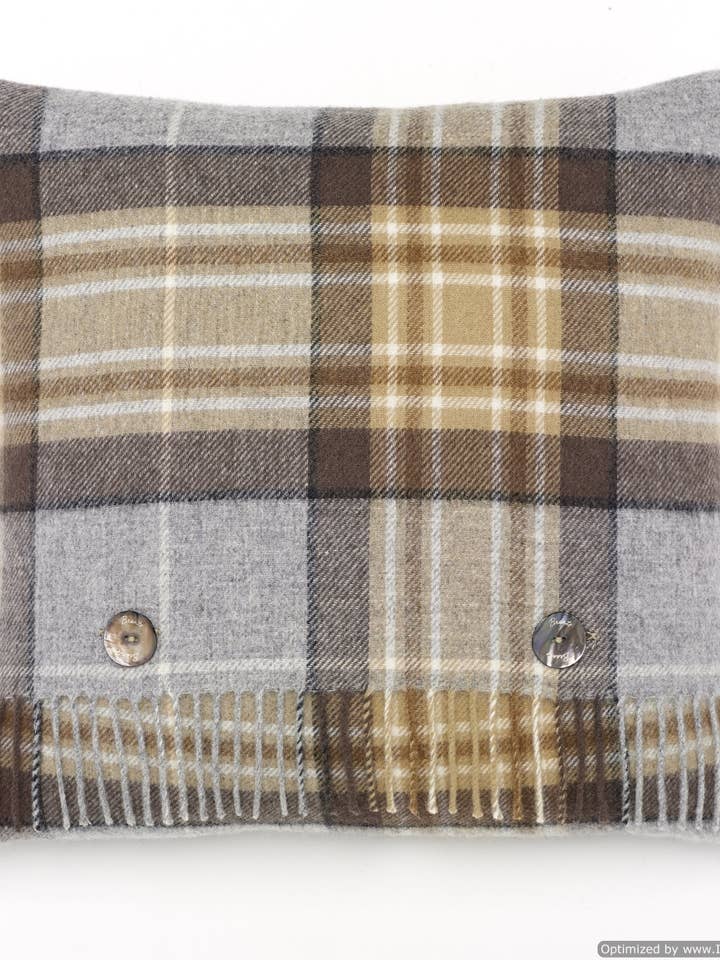 Merino Lambswool - Mckellar Tartan Plaid - Check Pillow - Made in England for wholesale by Bronte Moon