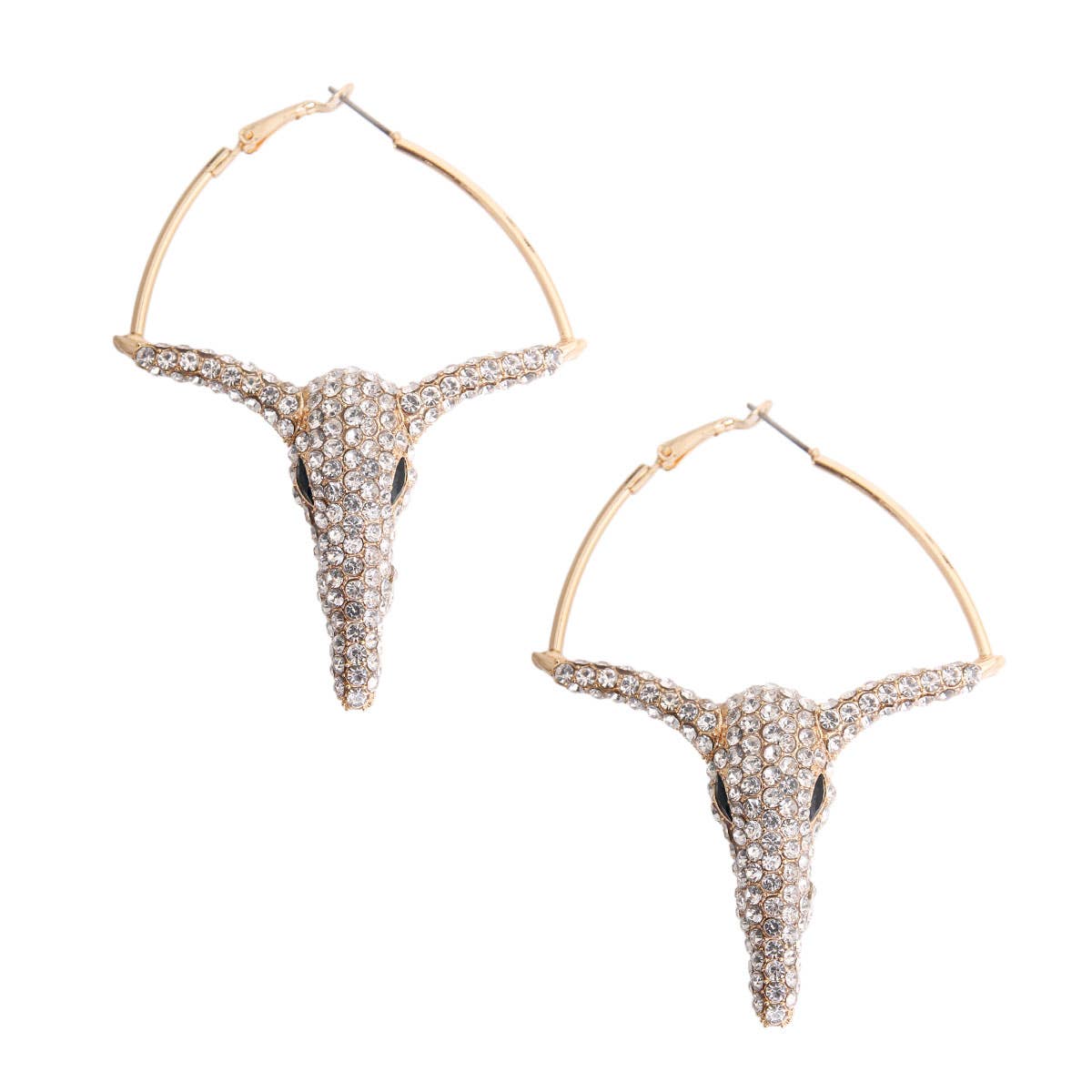 Clear Gold Rhinestone Steer Hoops for wholesale on Faire1
