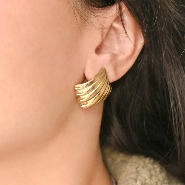 Blueyejewelry - Vendita all'ingrosso Orecchini pendenti - Orecchini Geometrici - Orecchini a Conchiglia Impermeabili con Creste8