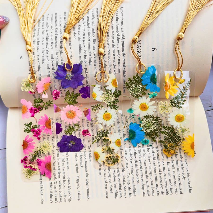 Customizable Pressed Laminated Floral Bookmarks, Real Dried