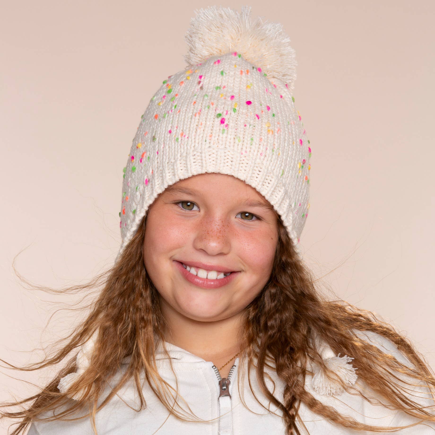 Peppercorn Kids - Wholesale Beanie - Kids - Girls Speckled Knit Winter Hat with Braids - Ages (2-12 Y) 7