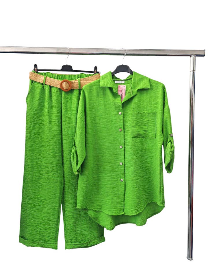 Superbia – Engroshandel Top- og buksesæt (IKKE Loungewear) - Dame – Italiensk One Size Fuld Knap Casual Sæt af 2 Skjorte og Bukser