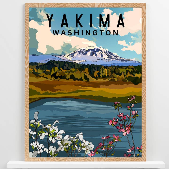Cartaz de viagem de Yakima, Washington | Pacific Northwest Art por atacado de Wild Life Design Co.