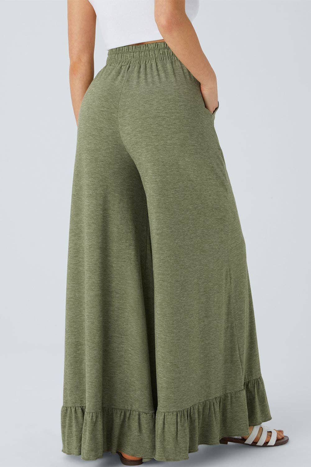 Lovesoft - Wholesale Pants - Women's - Wide Leg Pull On High Waist Pants with Pockets14