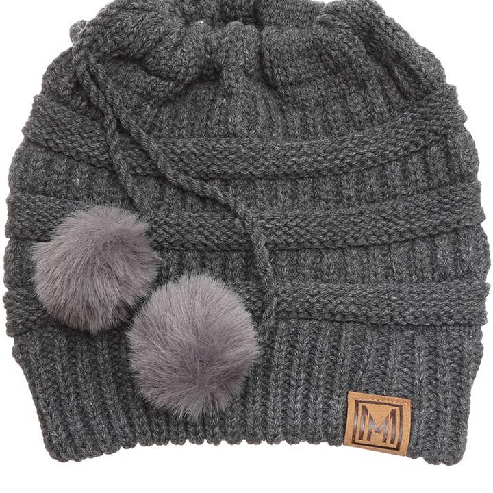 Fashion City - Wholesale Beanie – Women's - Women's Ponytail Adjustable Pom String Knit Hat4
