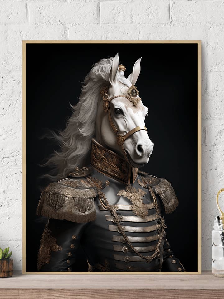 Póster en lienzo impreso para pared con caballo en uniforme para venta al por mayor de Arttique - Artistry Canvas Prints