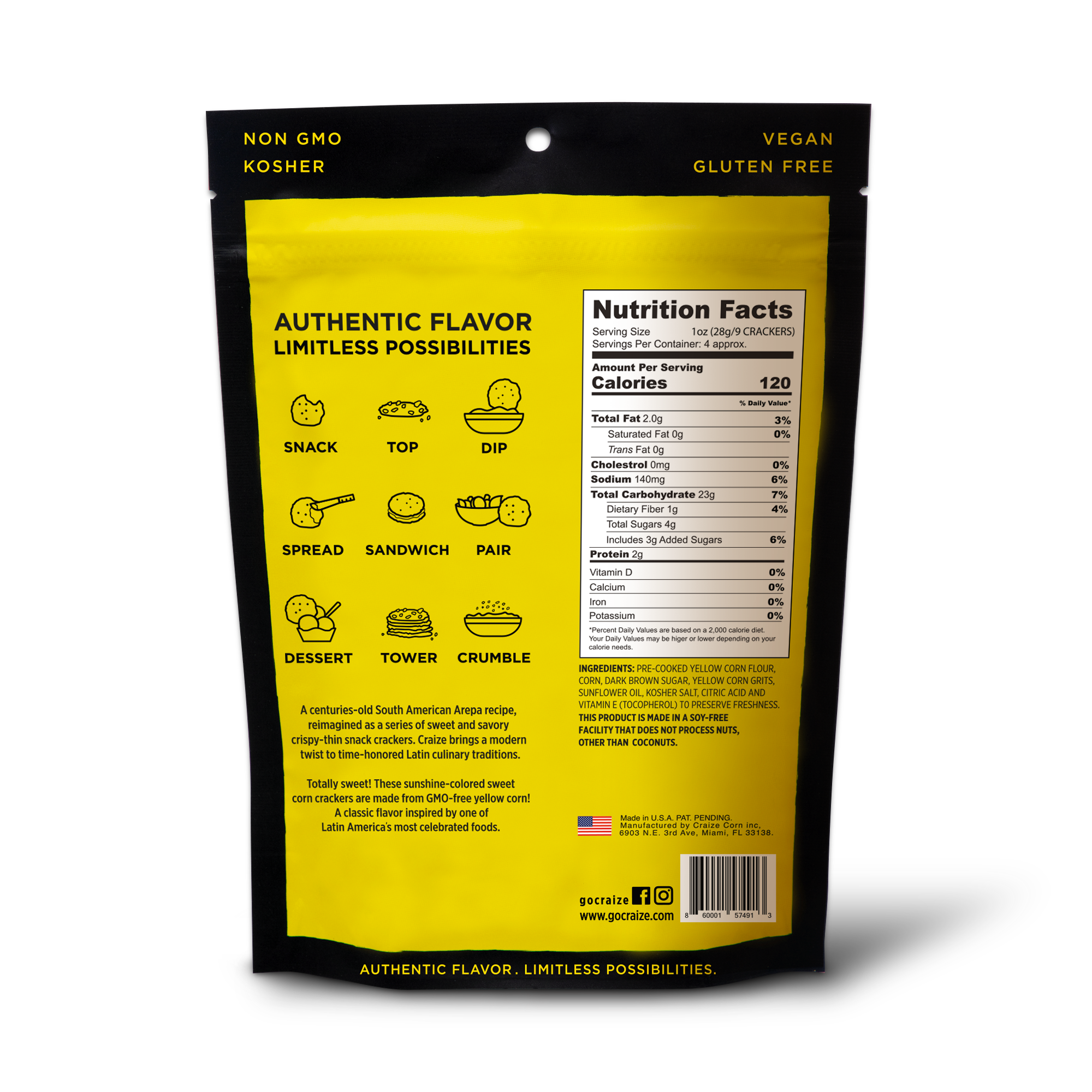 Craize Snacks, INC - Wholesale Crackers - Sweet Toasted Corn Crackers 4oz1