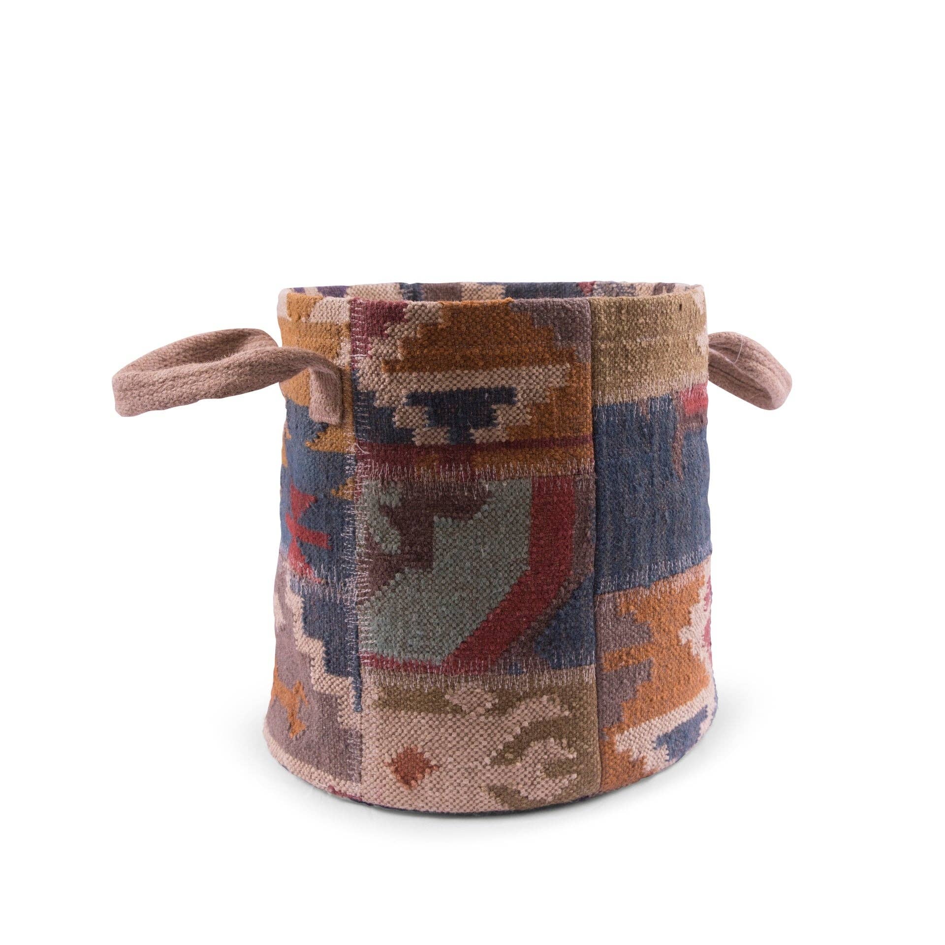 Sugarboo & Co - Wholesale Basket - ***Woven Kilim Basket 16" tall with a 17" diameter0