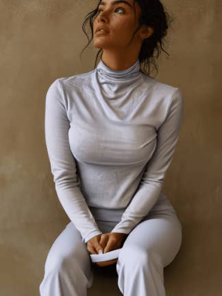 KeepWarm Long Sleeve Gray Turtleneck Top for wholesale by TRÈS FOU OR SOMETHING