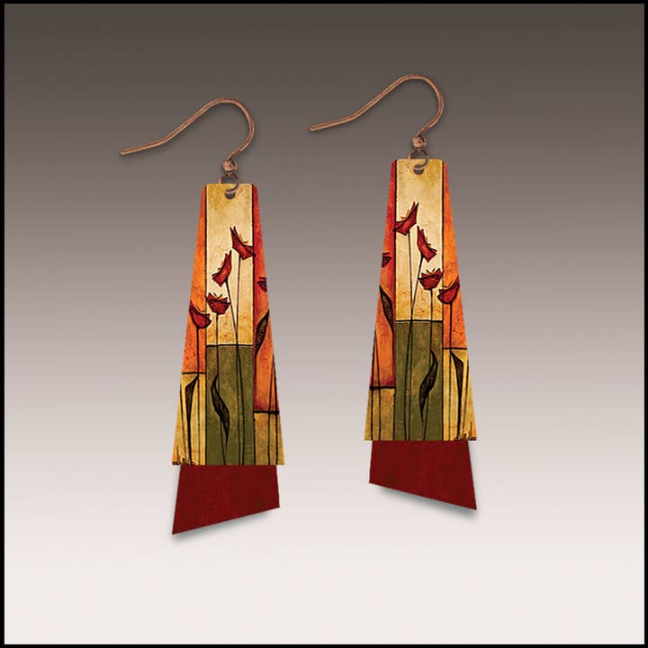 Orange Block Flutter Multilayer Handmade Earrings for wholesale by Illustrated Light & DC Designs