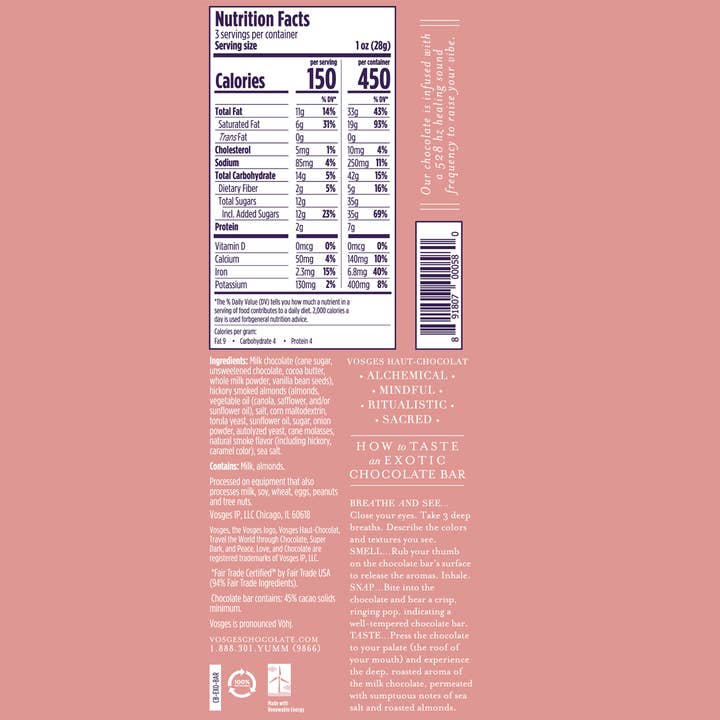 Vosges Haut-Chocolat - Wholesale Chocolate Bar - Barcelona Milk Chocolate Bar w/ Sea Salt & Almonds - Gourmet3