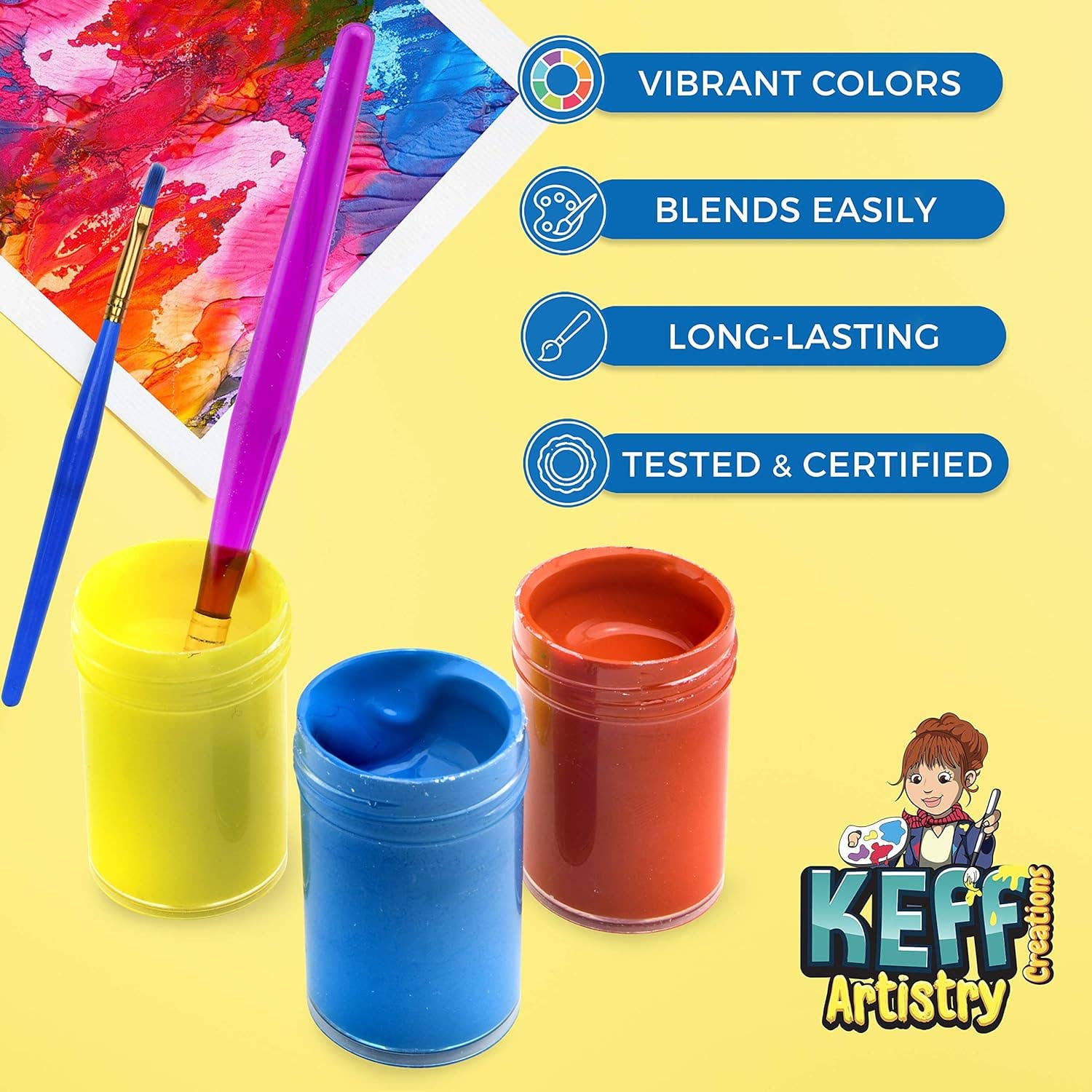 Keff Creations – Engroshandel Malesæt – 24 Creations Vibrant akrylmalingpottersæt3