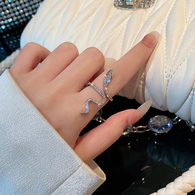 Gemscape UK - Wholesale Cocktail/Statement Ring - Open Snake Ring - Studded5