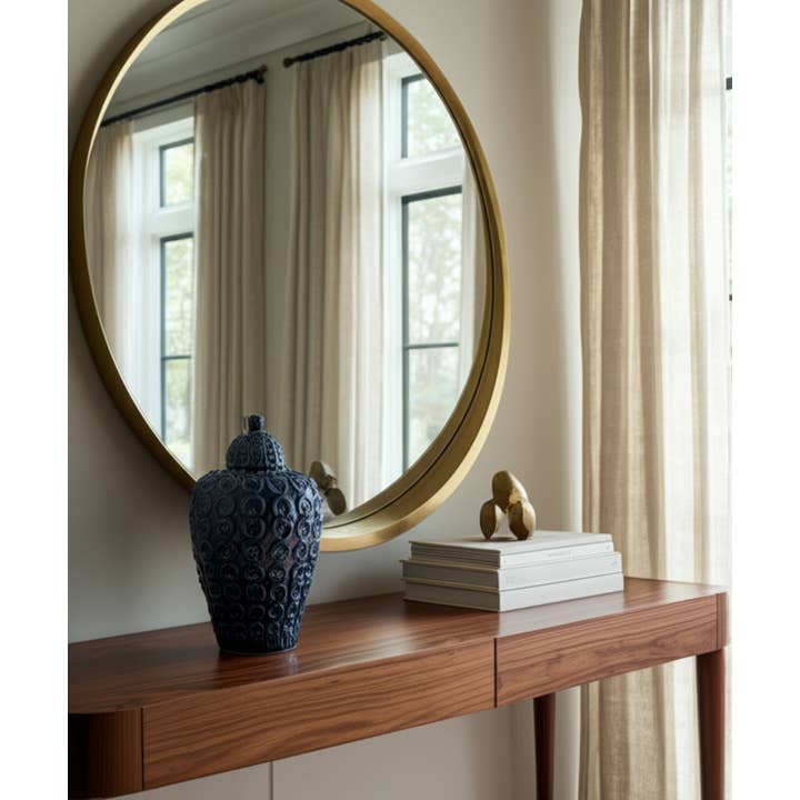 Sagebrook Home - Wholesale Decorative Jar - Decorative Jar - Blue Ceramic Chain Texture Lidded, 12 in.1