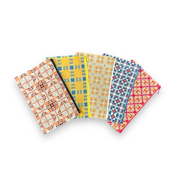 Built Quilt - Wholesale Pencil Case/Pouch - "Classic Quilts" Pencil Pouches - Set of 5