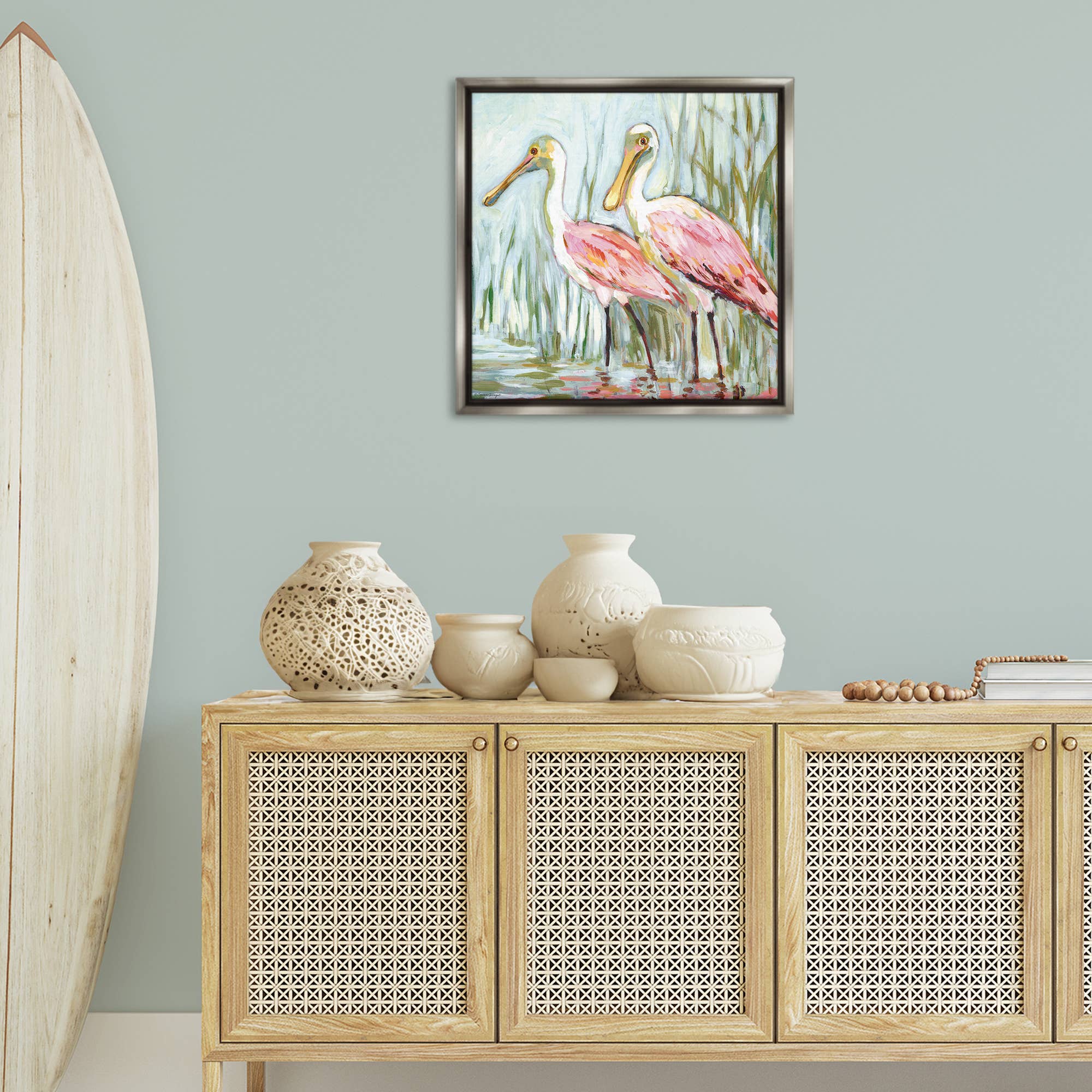 Stupell Industries - Wholesale Canvas Art - Spoonbill Birds Pair Floating Frame23