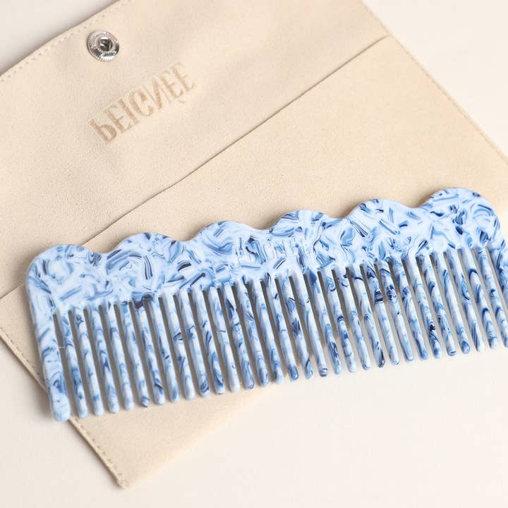 Peignee Paris - Wholesale Hair Brush/Comb - Signature Comb - Blue Mirage1
